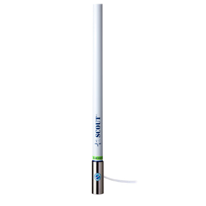 Scout 8' White VHF Antenna 6dB Heavy Stainless Steel Ferrule w/6M RG-8x Includes PL-259 Heavy Duty Offshore Antenna KS-43 [PF AN NVHF00020T]