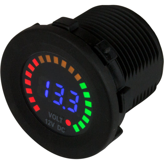 Sea-Dog Round Voltage Meter DC - 5V-15V w/Rainbow Dial [421617-1]