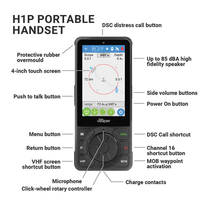 Vesper Cortex H1P Portable/Wireless/Rechargeable Handset w/Charging Cradle [010-02816-10]