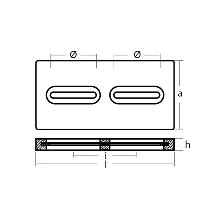 Tecnoseal Rectangular Zinc Plate Anode w/Inserts - 12" x 6" x 1" [TEC-DIVERSD]